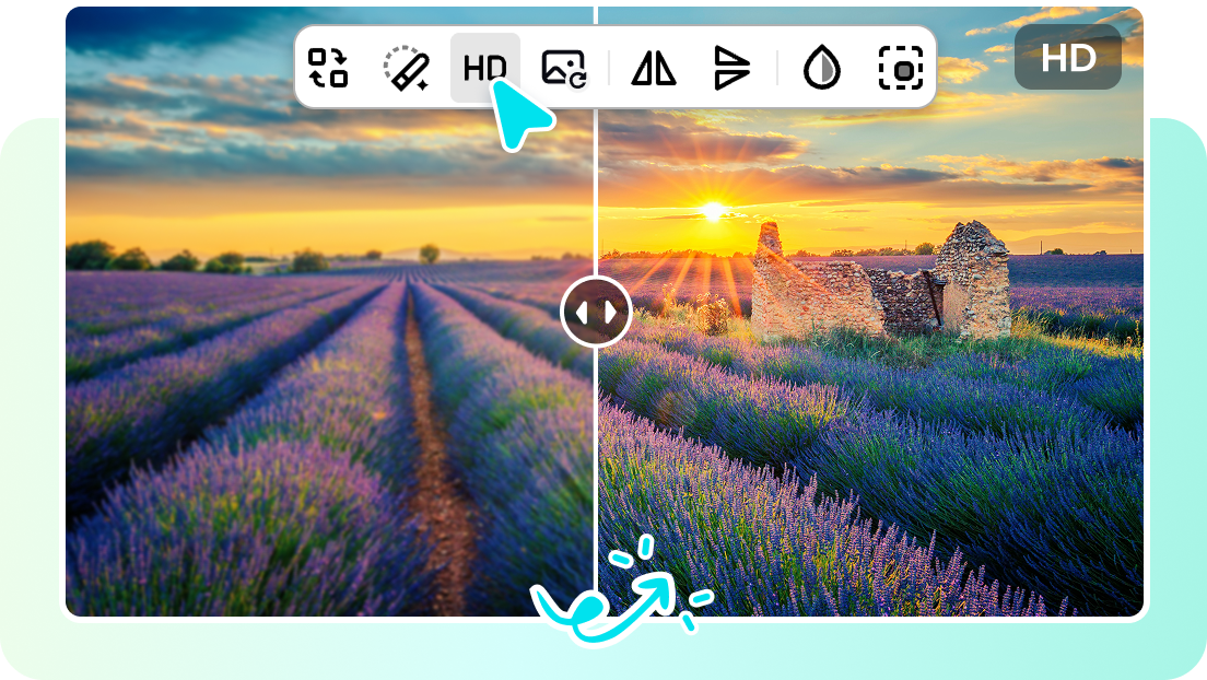 Upscale image tool in Pippit
