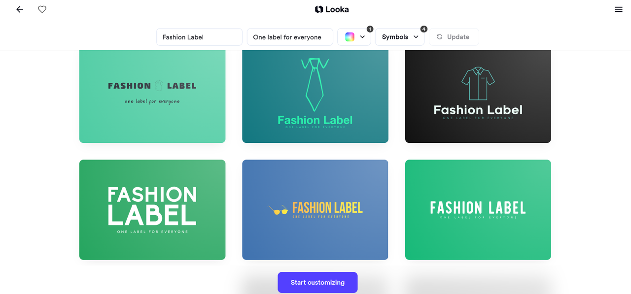 Individuelle Logodesigns von Lookas KI