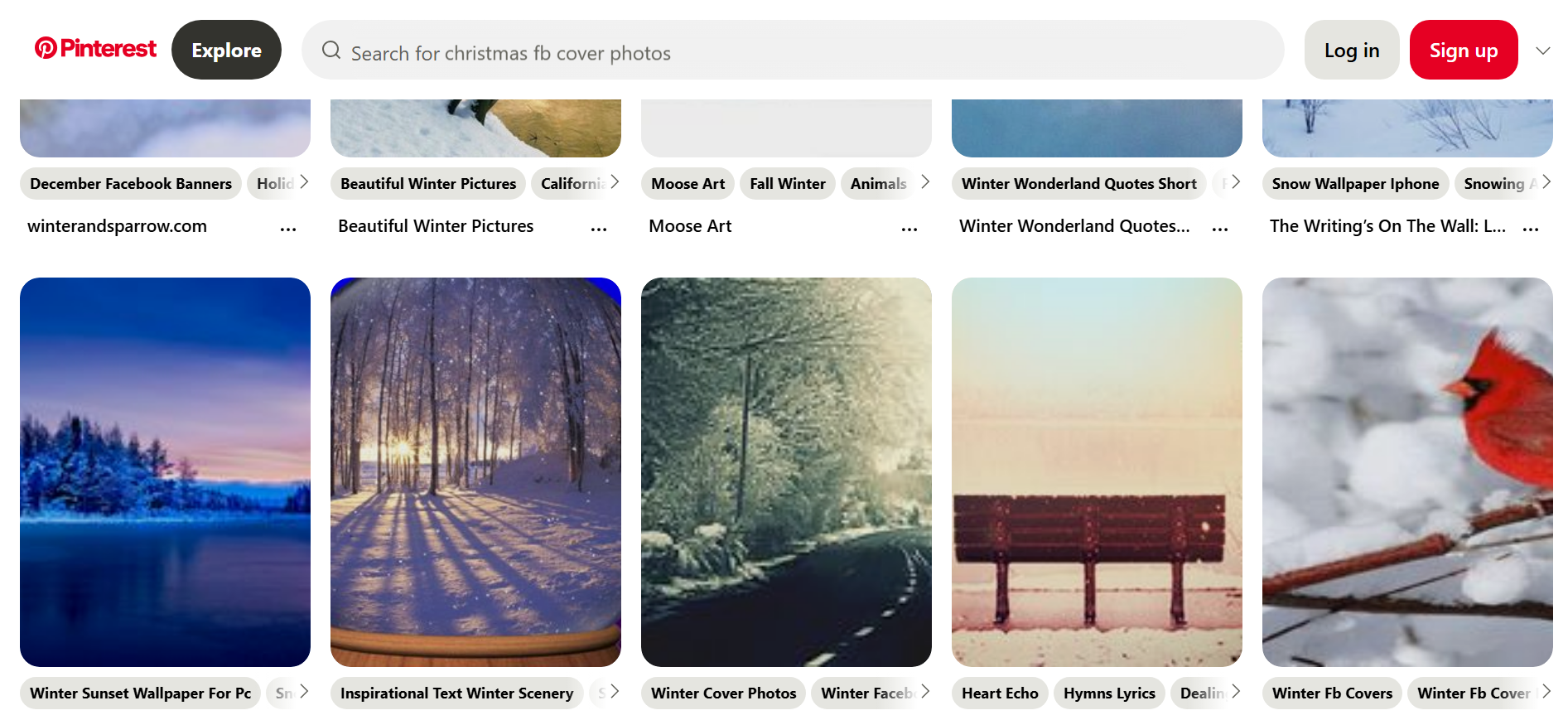 Pinterest - Versatile platform to get cute winter cover photos for Facebook