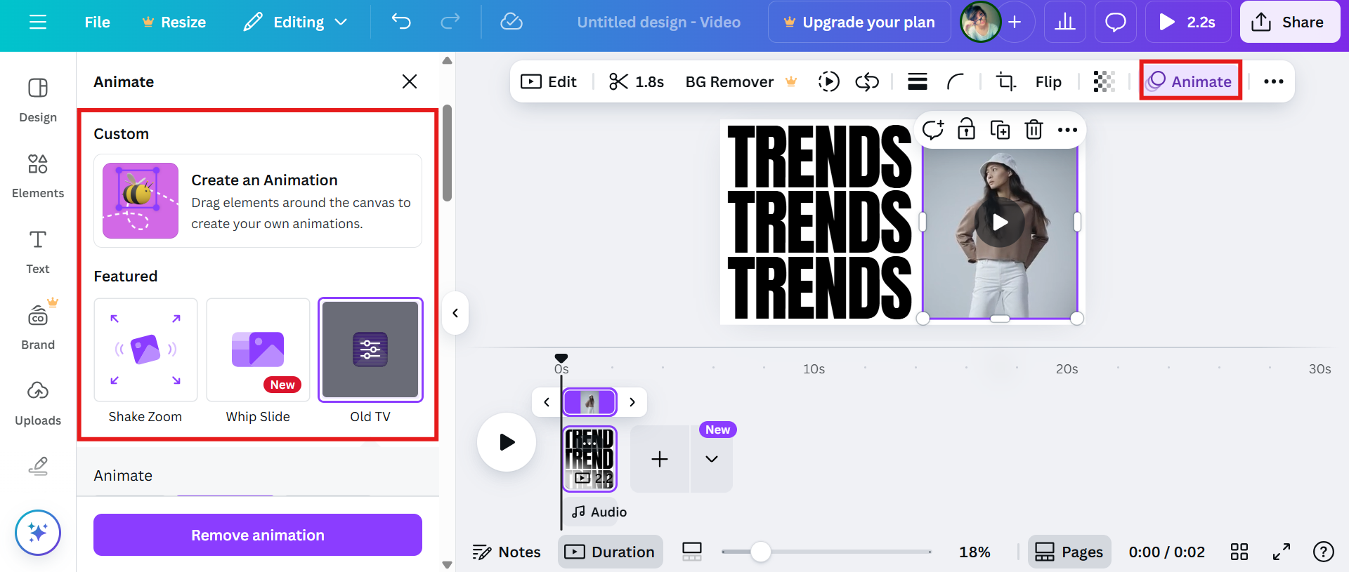 Animate the video