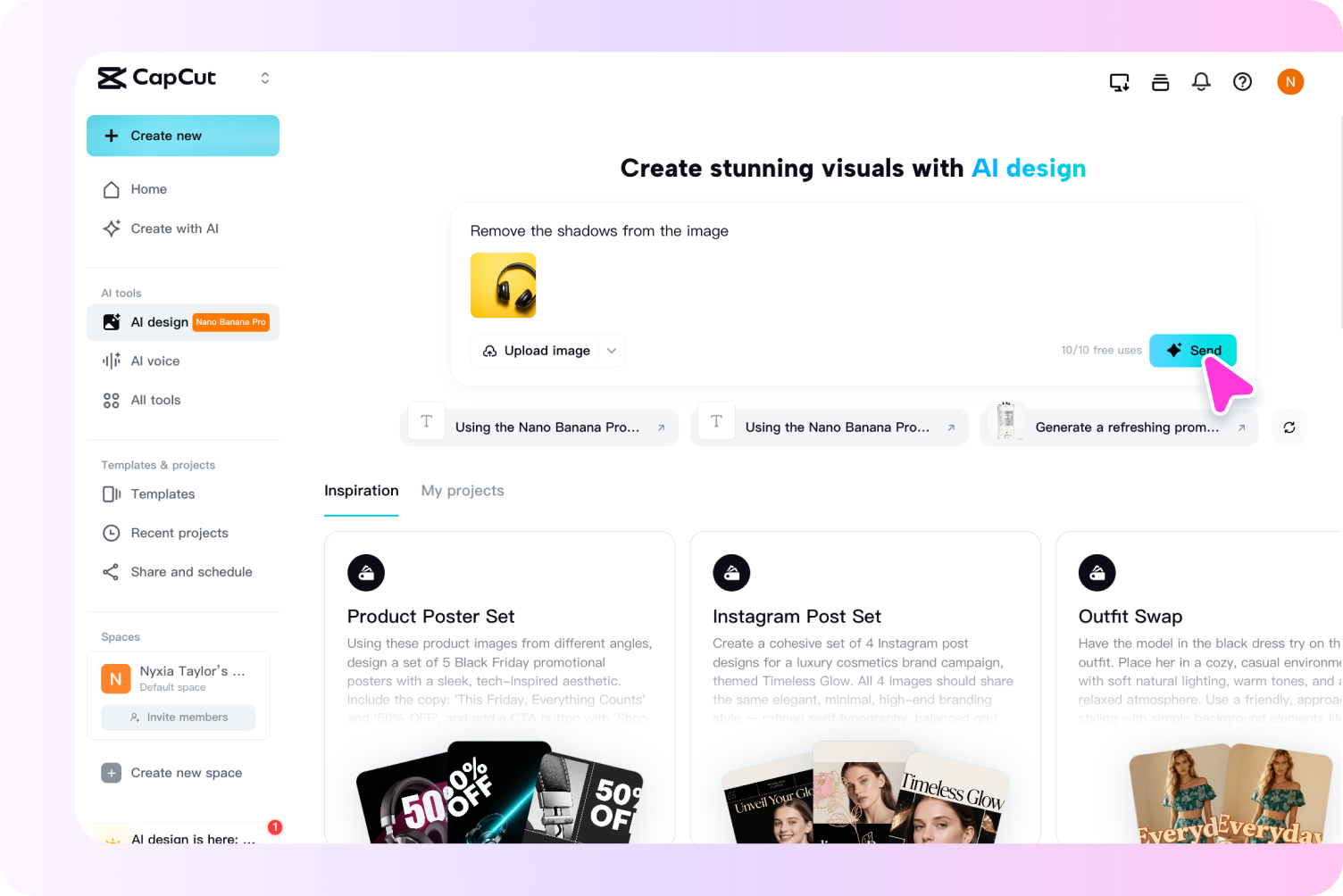 Access the AI design feature