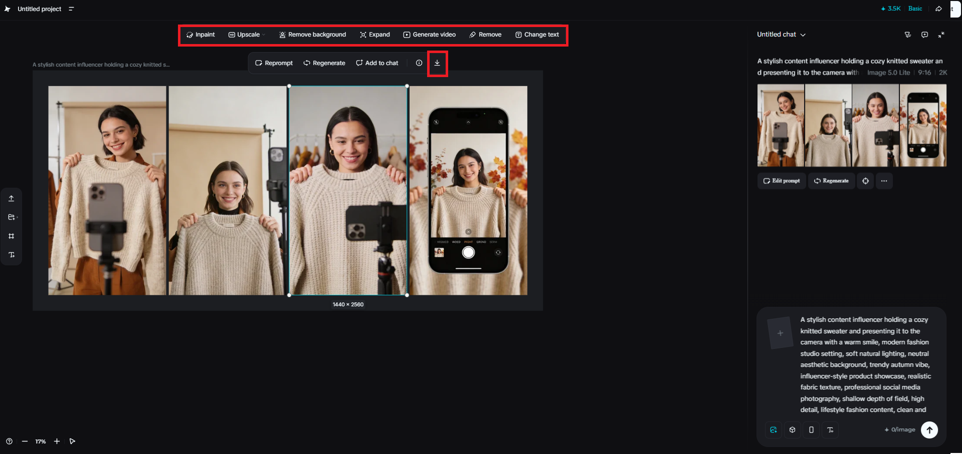 Télécharger ou modifier l'image générée