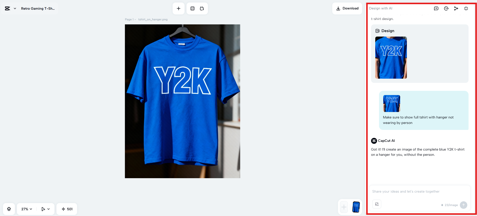 Refine the generated design with prompts