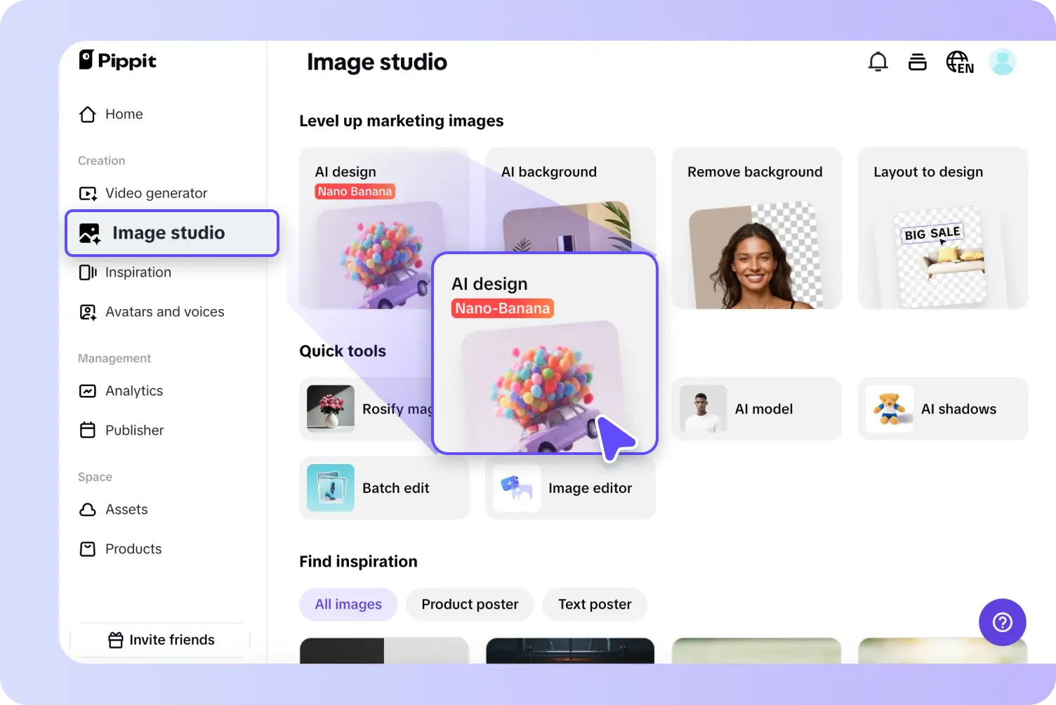 Access the AI design tool