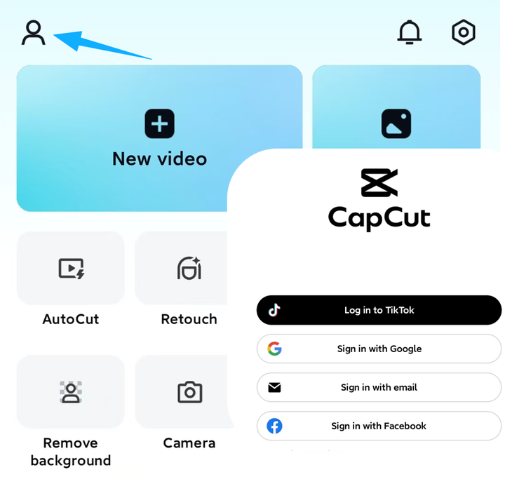 Войдите в мобильное приложение CapCut