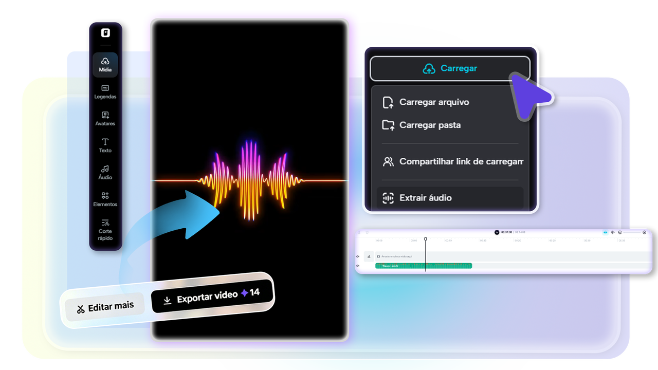 Extraindo áudio de vídeo no Pippit para criar toque personalizado