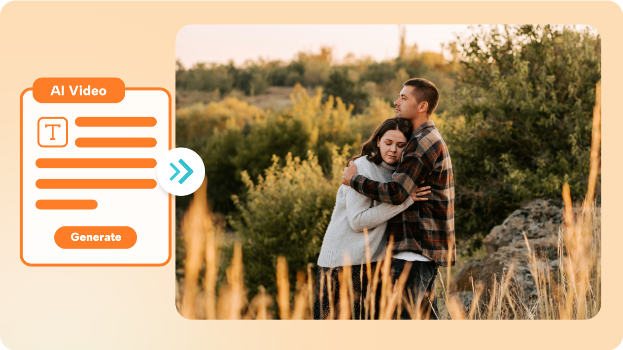 hugging video with text
