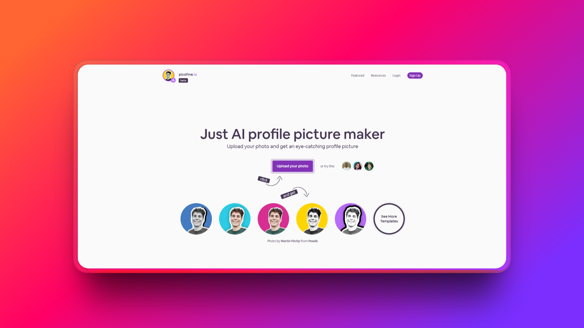 Create AI profile pictures using Picofme