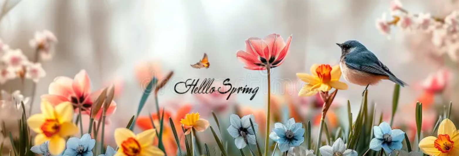 Spring cover photos for Facebook: Butterflies & Leaves illustration