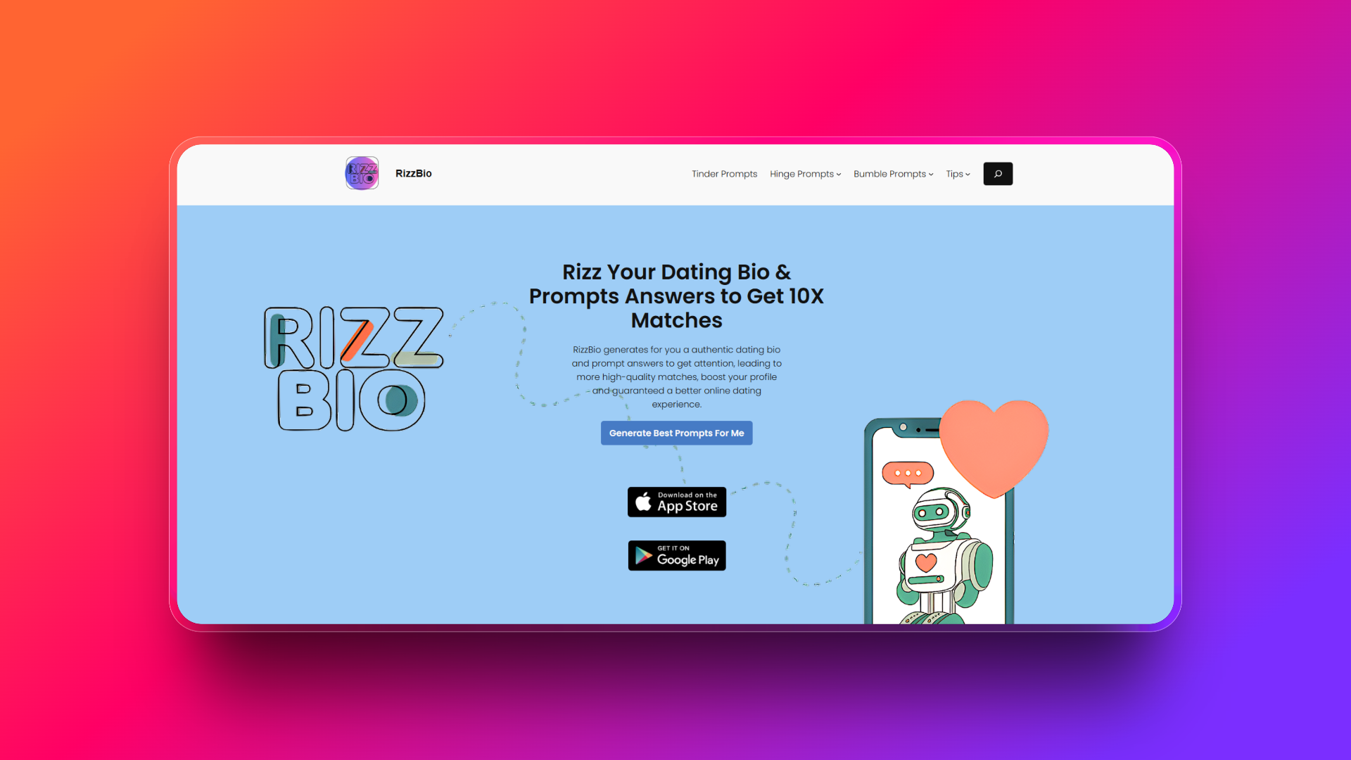 RizzBio dating profile generator