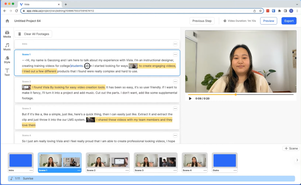 Interface of Visla - the best tool to edit multicam capture