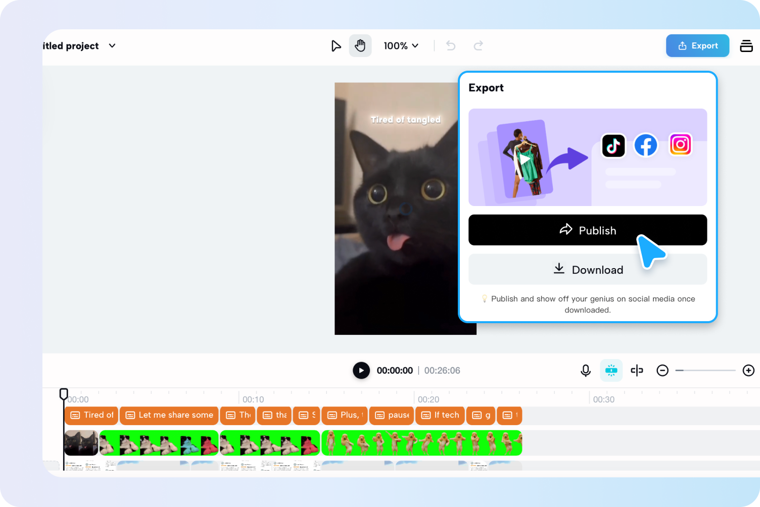 Edit, export & publish your video