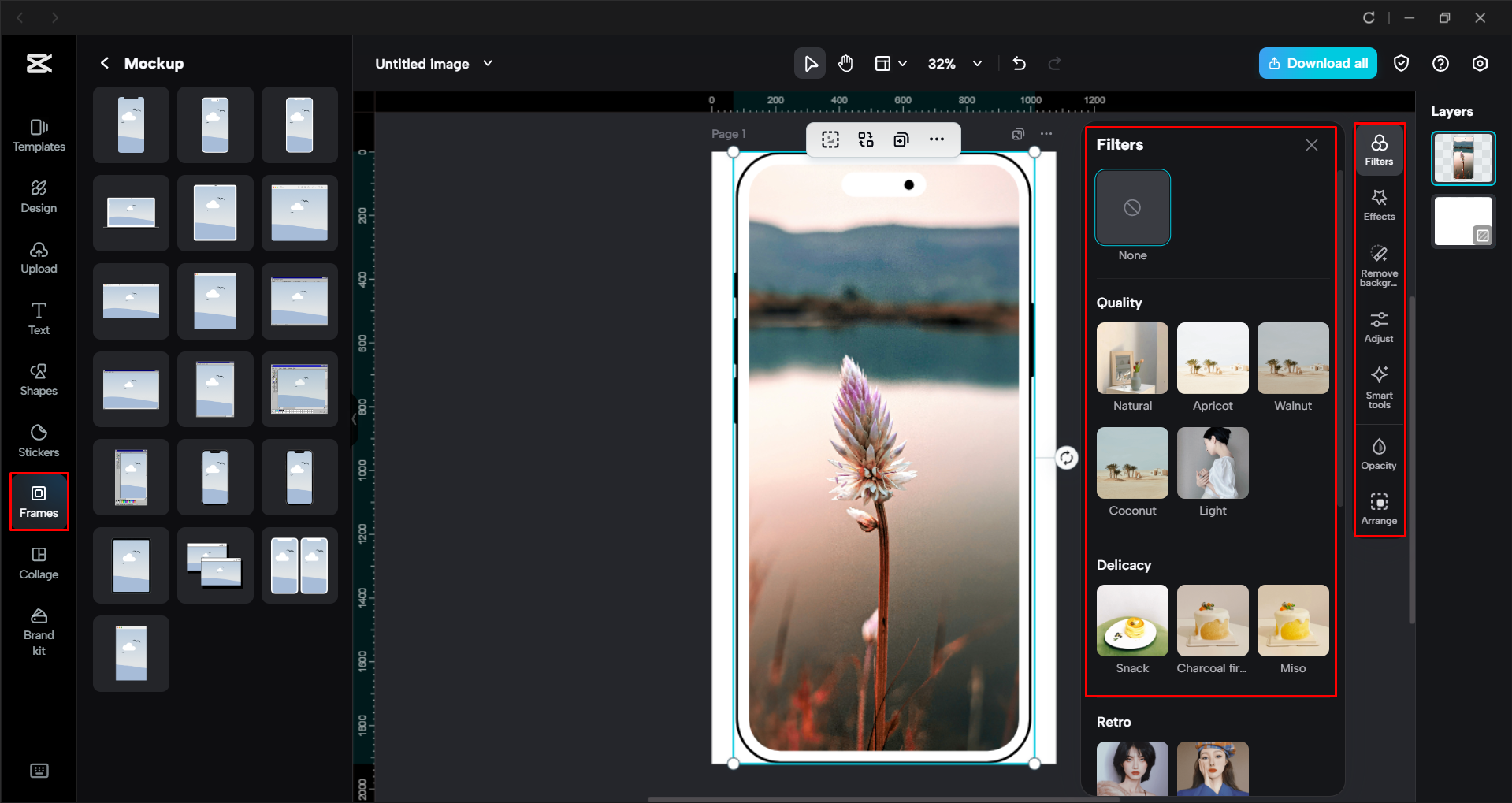 Bearbeiten des Bildes mit dem CapCut Desktop-Video-Editor