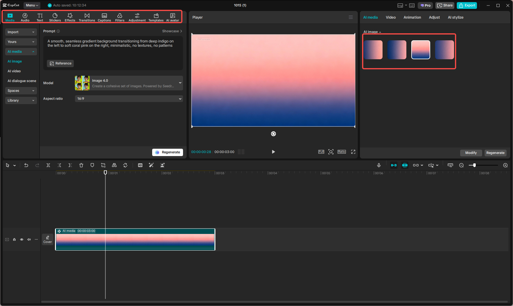 Edit the generated background