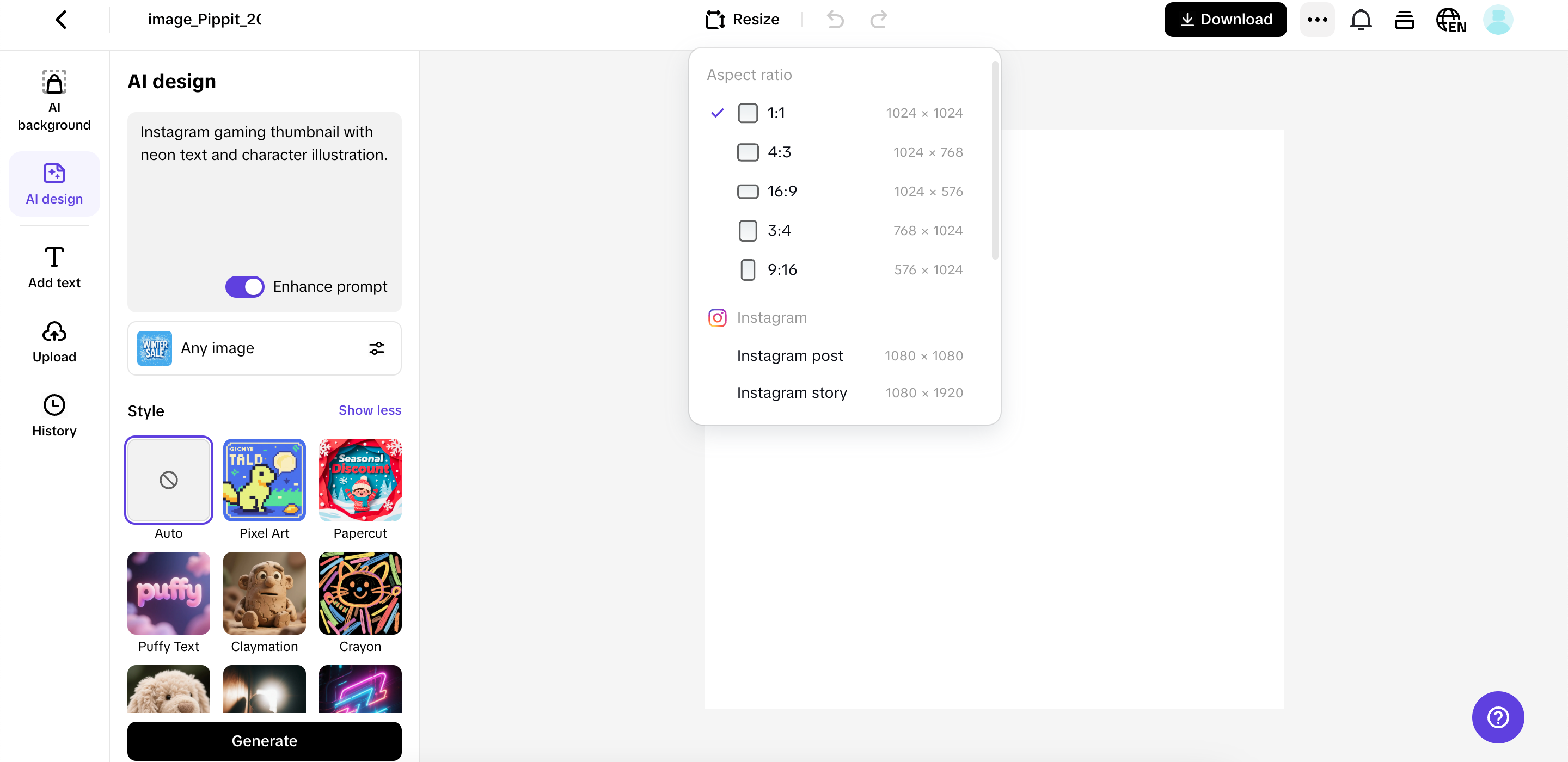 Generate your design