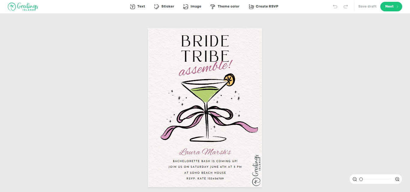 Greetings Island spinster invite