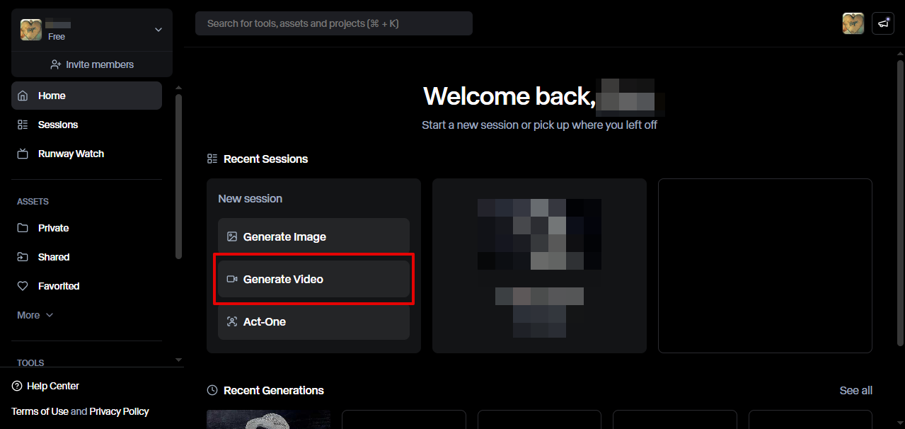 selecting video solution in Runway AI