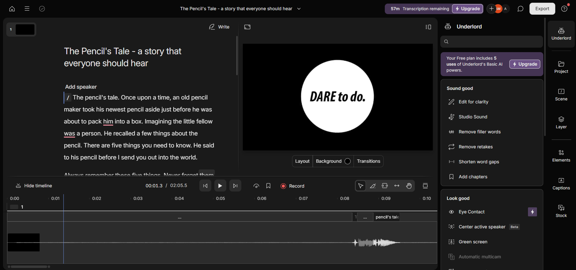 Interface do Descript