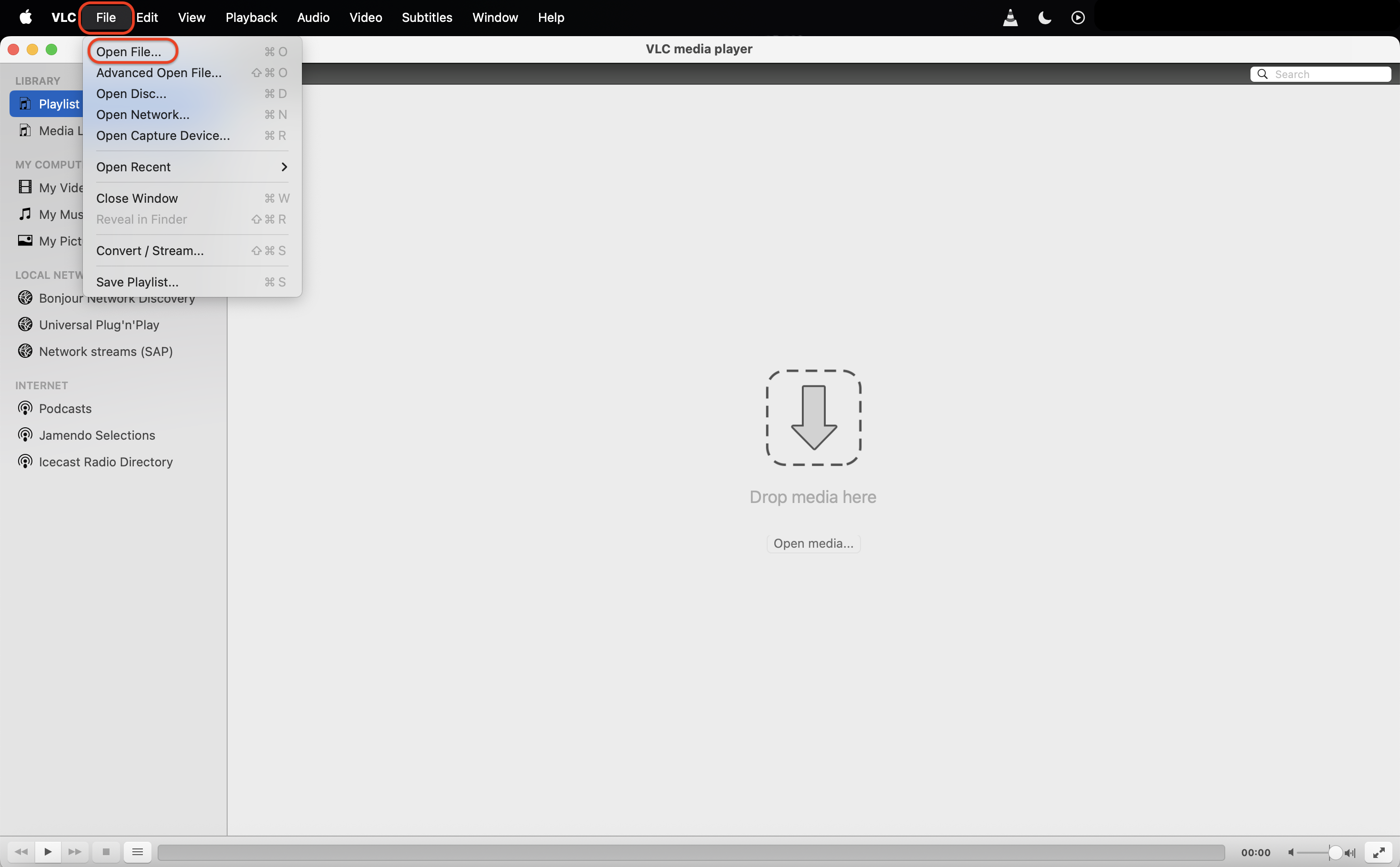 Let VLC load your video file
