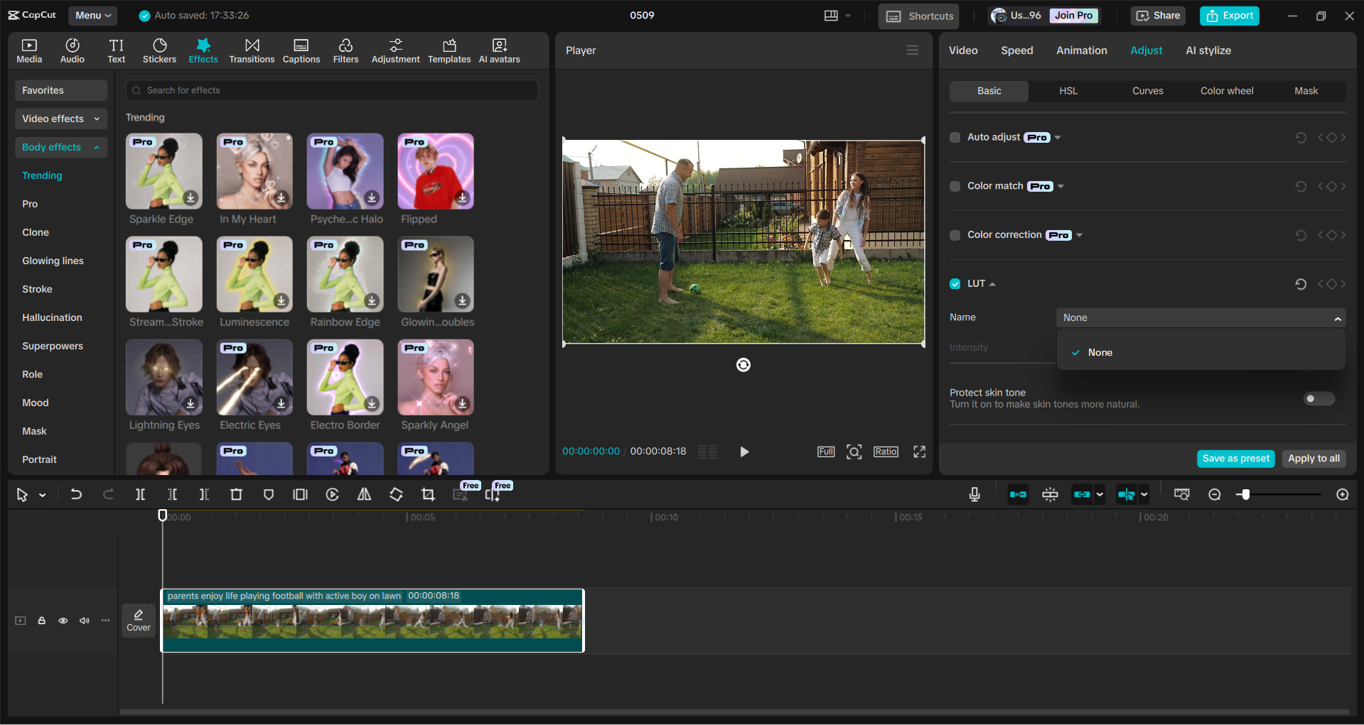 Interface of the CapCut desktop video editor - an easy to use motion graphics software