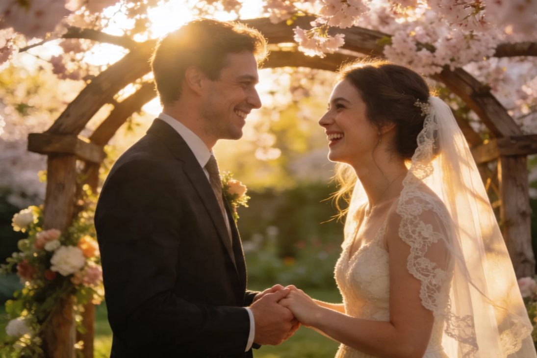 Prompt for a cinematic wedding scene