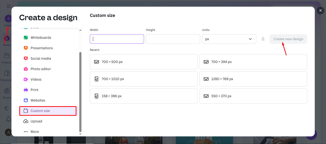 Creating a design in Canva