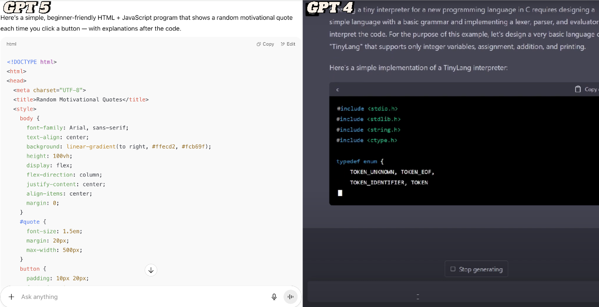Generiere Codes in ChatGPT 5 &amp; ChatGPT 4