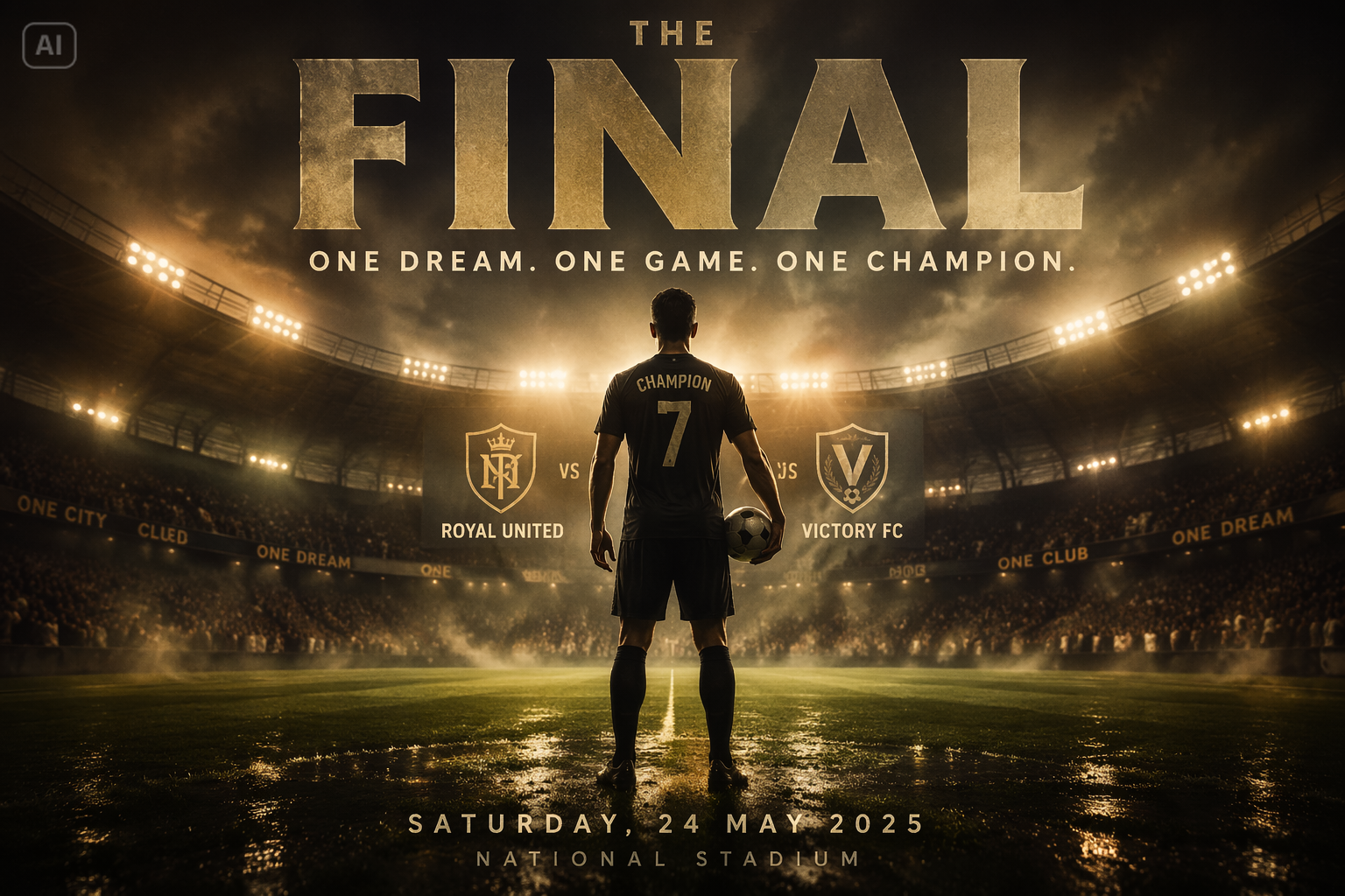 Il poster del giocatore di calcio AI richiede benefici