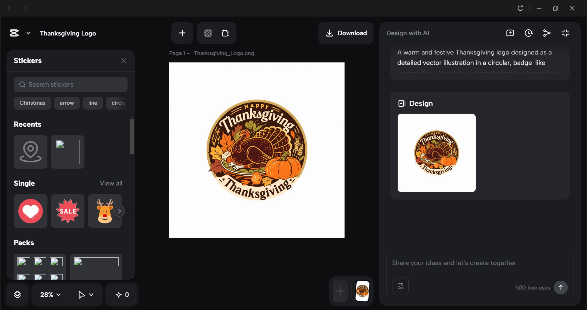 Interface of the CapCut desktop video editor - the best Thanksgiving logo maker