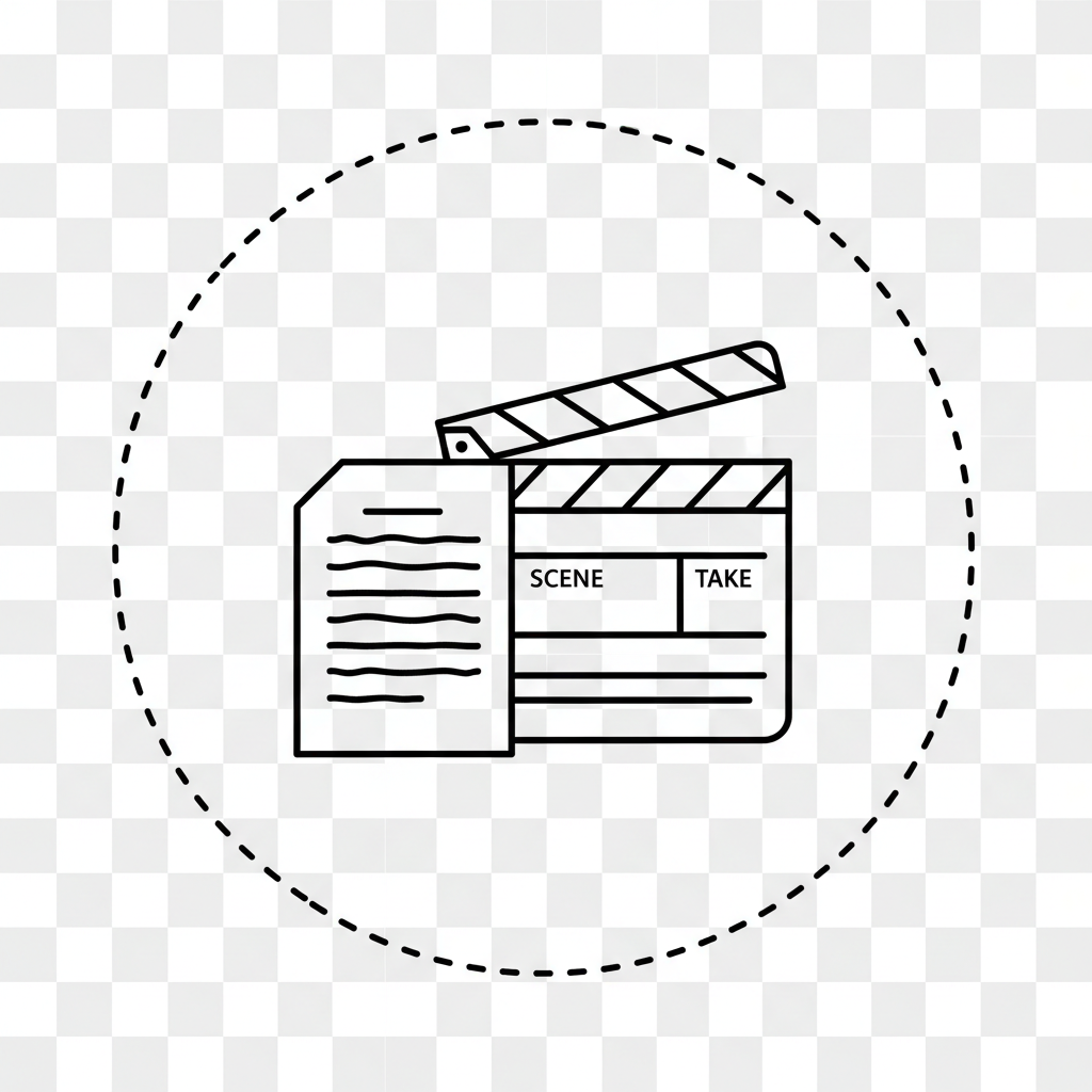 Use case icon — clapperboard with script page for brand storytellers.