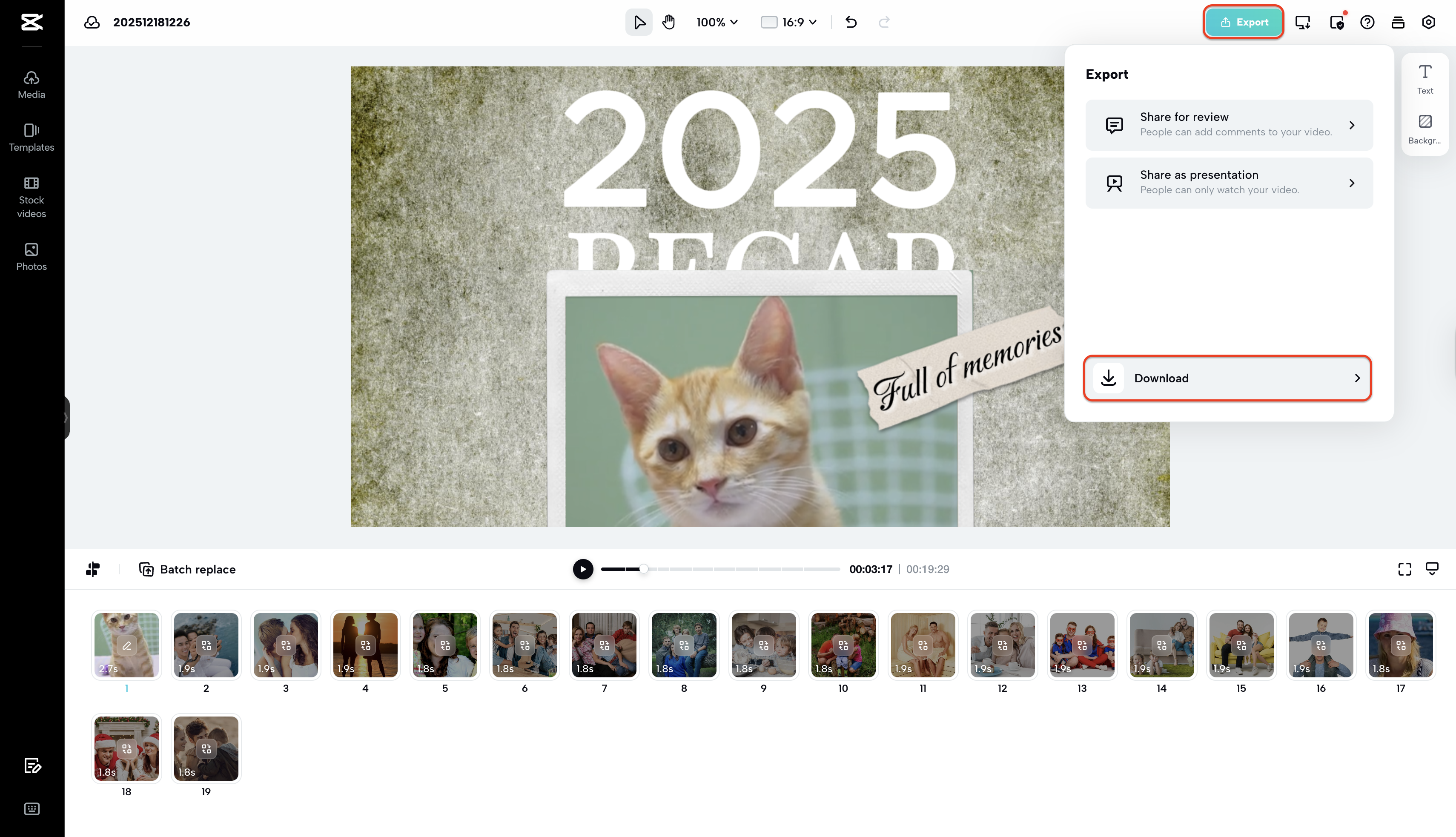 Download or share your recap video