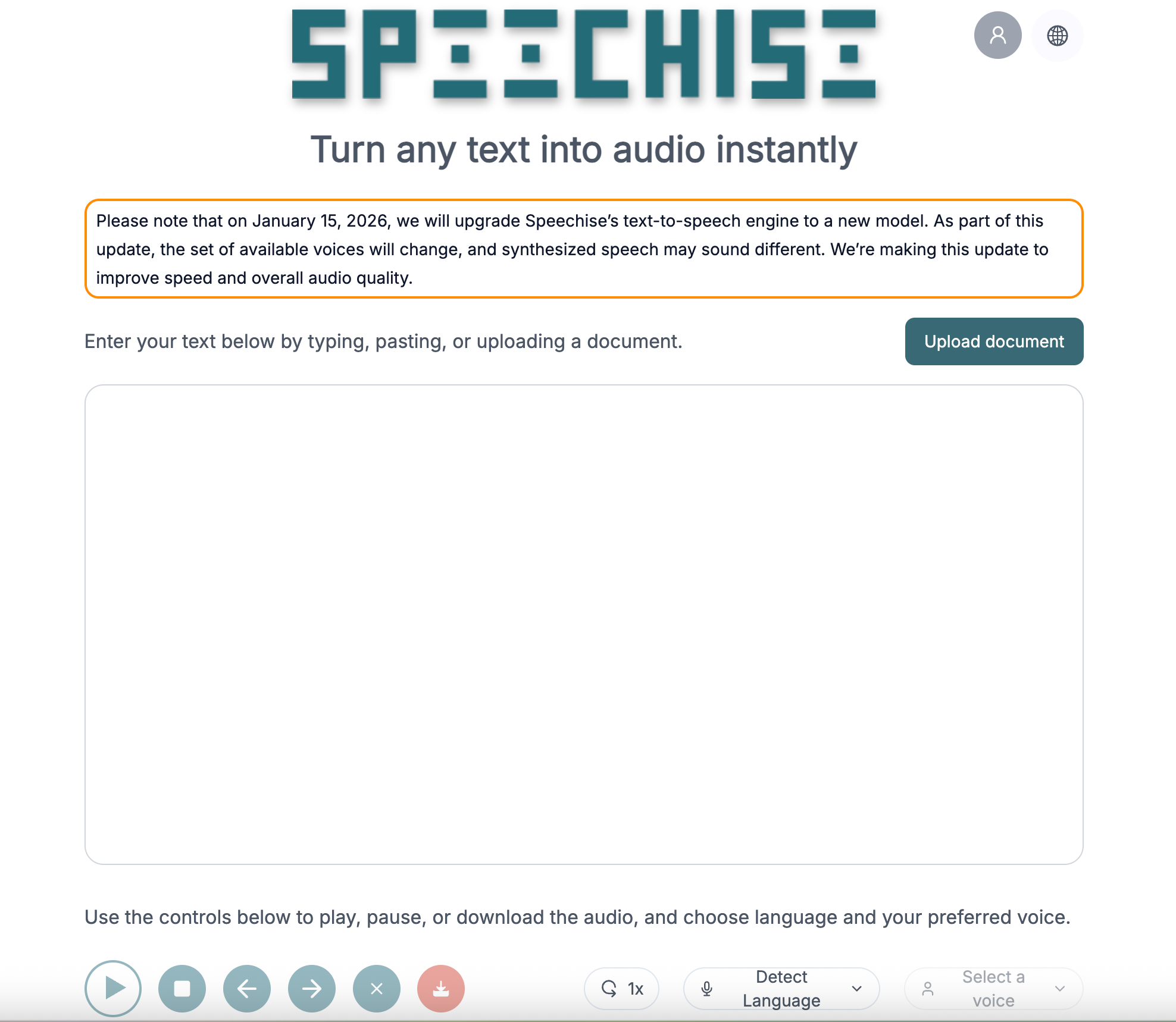 Speechise AI voice generator