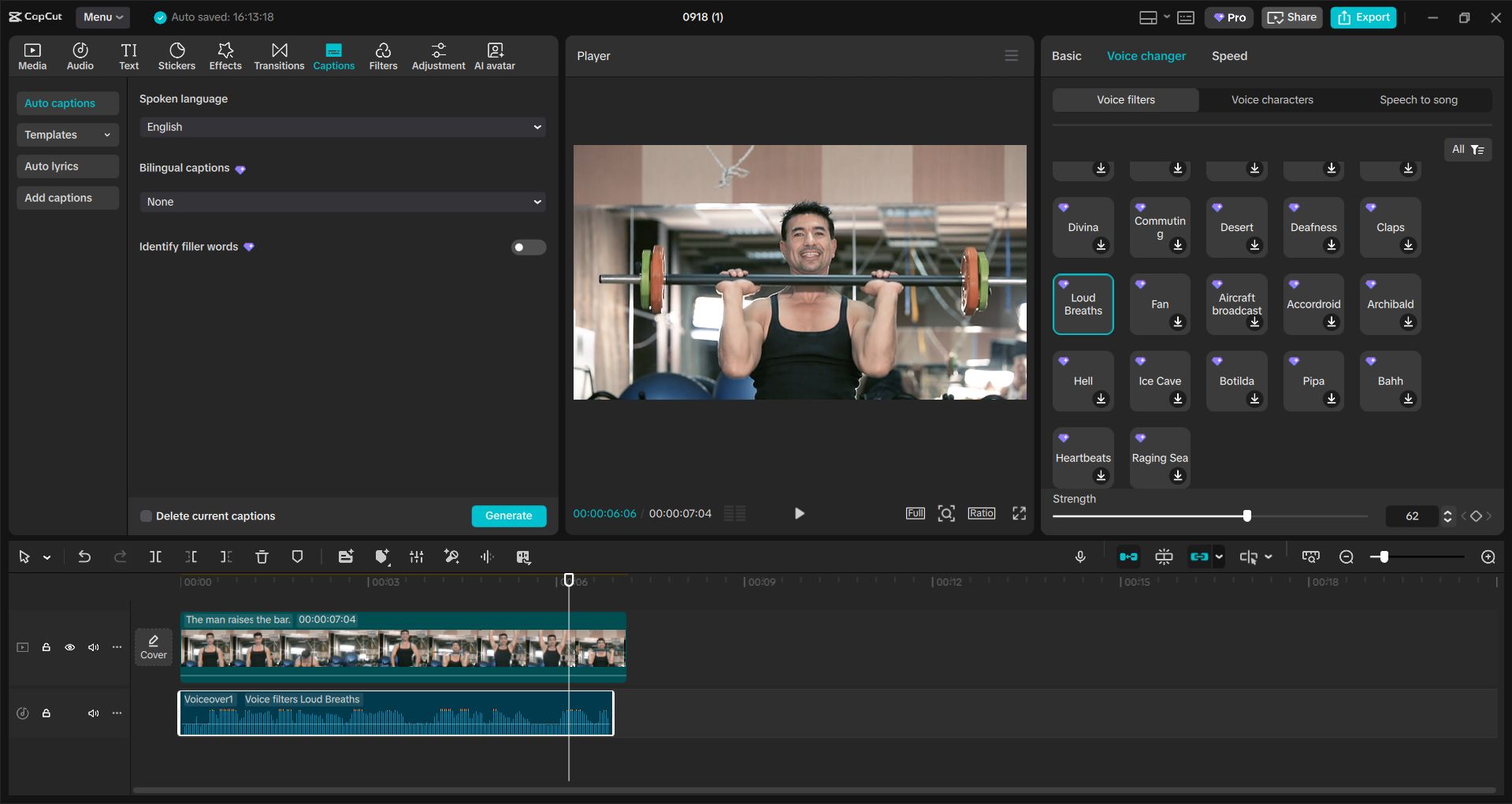 Interface of the CapCut desktop video editor - one of the best voice changers for PC users