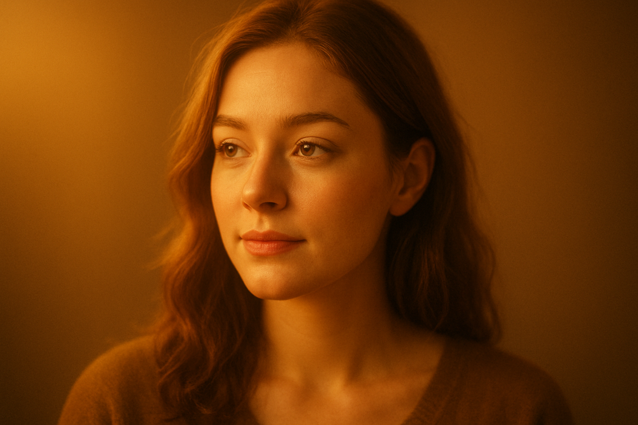 Sıcak ve yumuşak parıltı içeren yakın plan portre