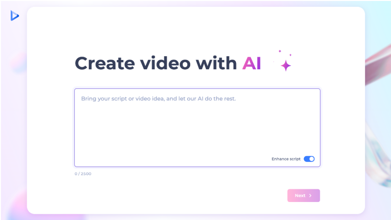 Saisie d'un script créatif dans une vidéo avec Renderforest