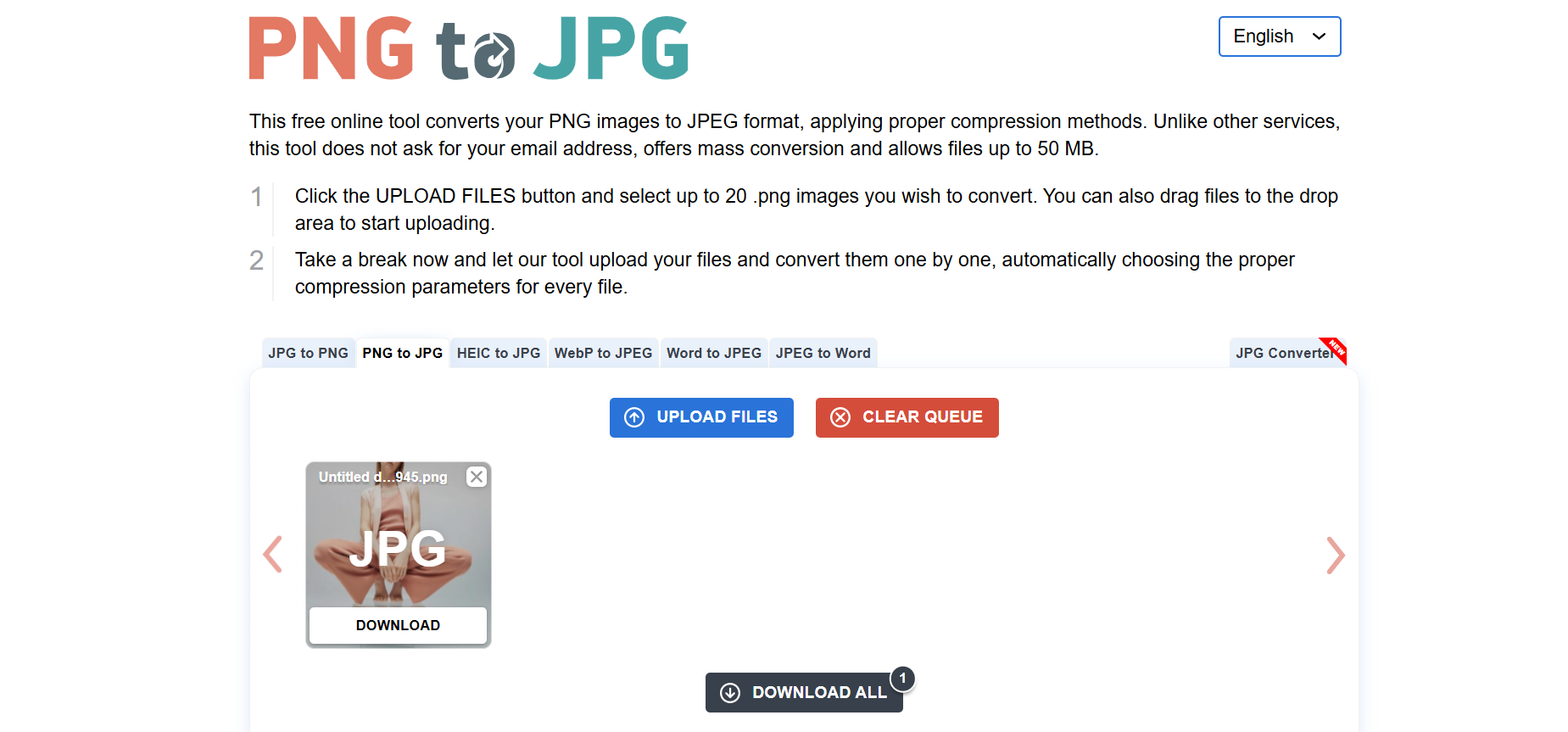 Photo converter from PNG to JPG