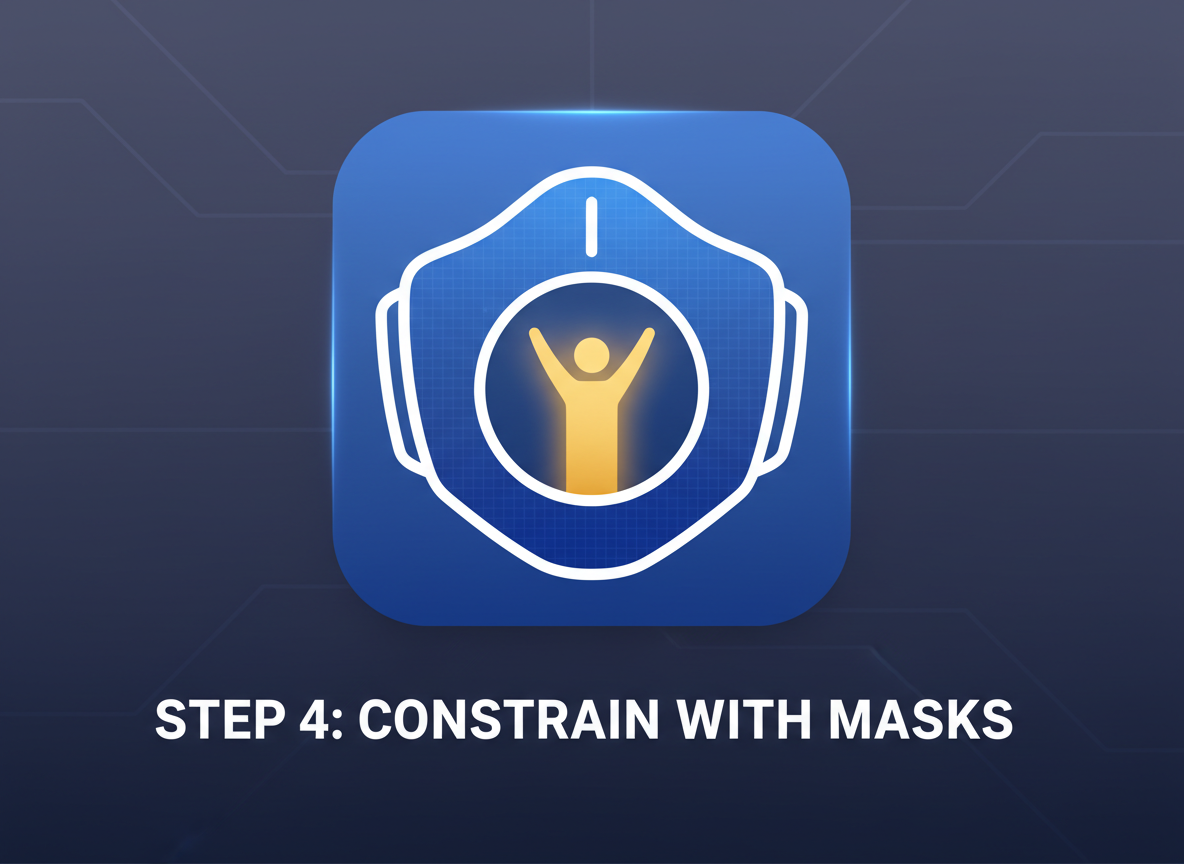 Passo 4 icon card: maschera regionale che protegge il soggetto per modifiche mirate.