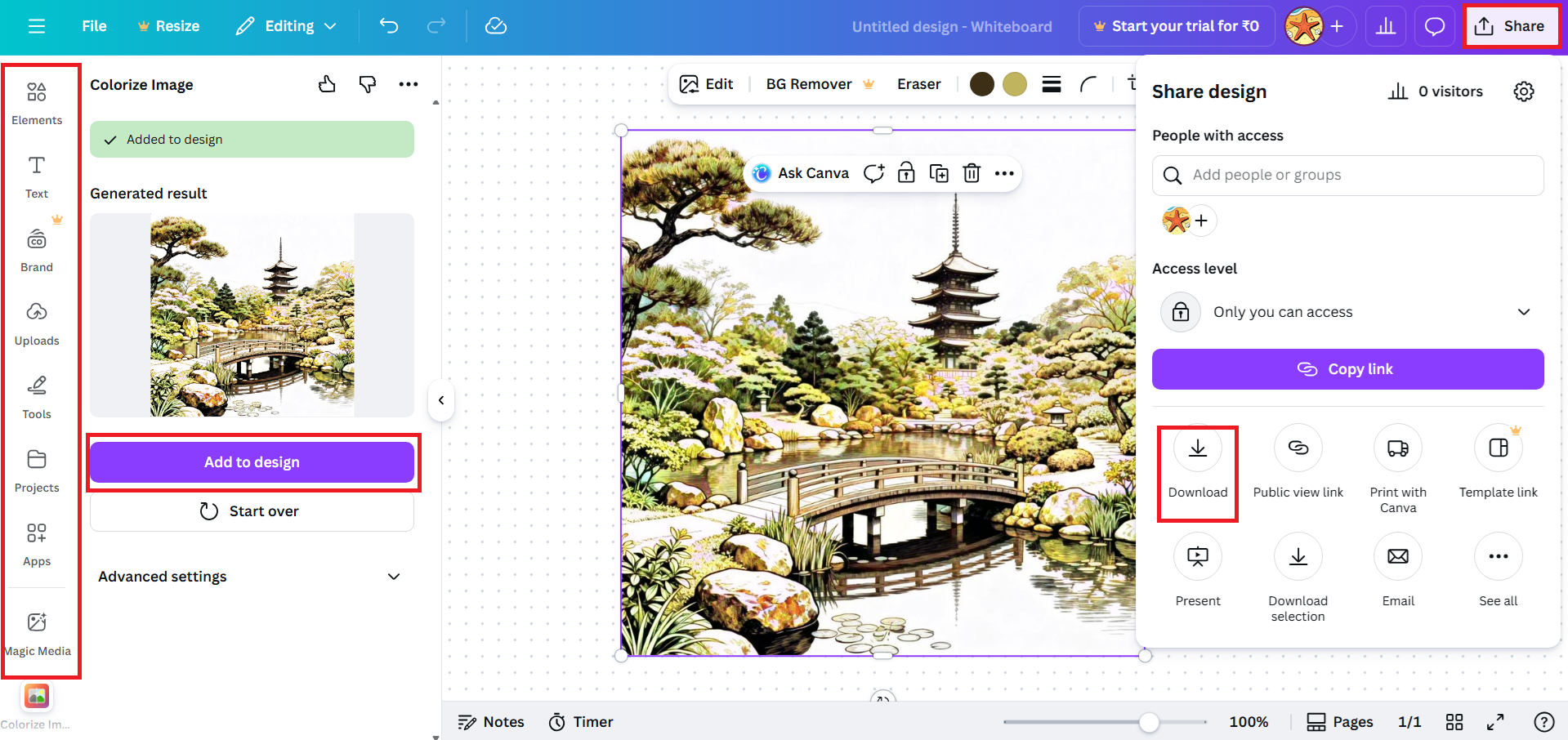 Edit, selesaikan, dan unduh gambar