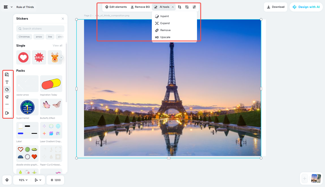 Editing the photo in CapCut