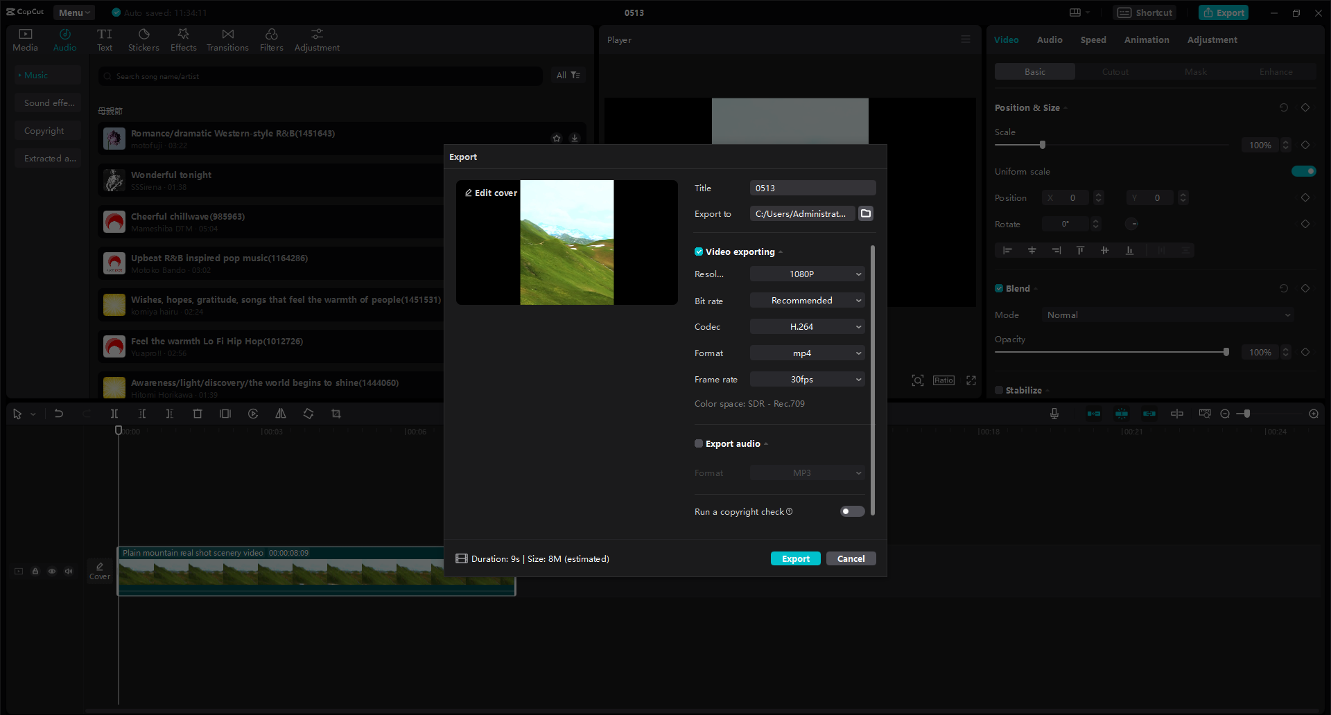 Export video