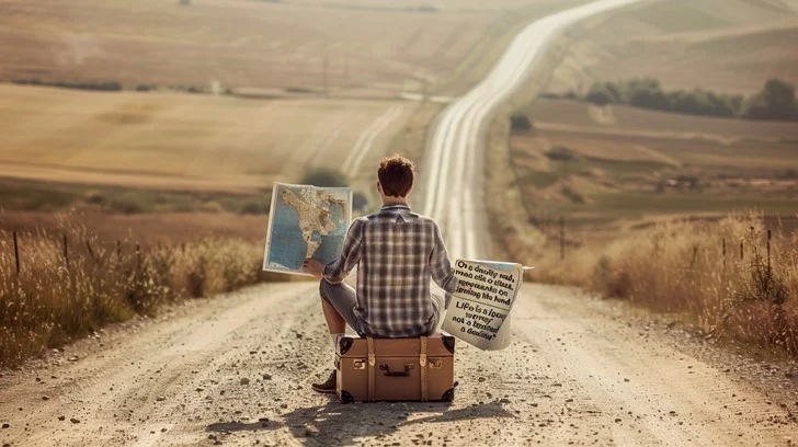 Traveler exploring roads and surrounding landscapes