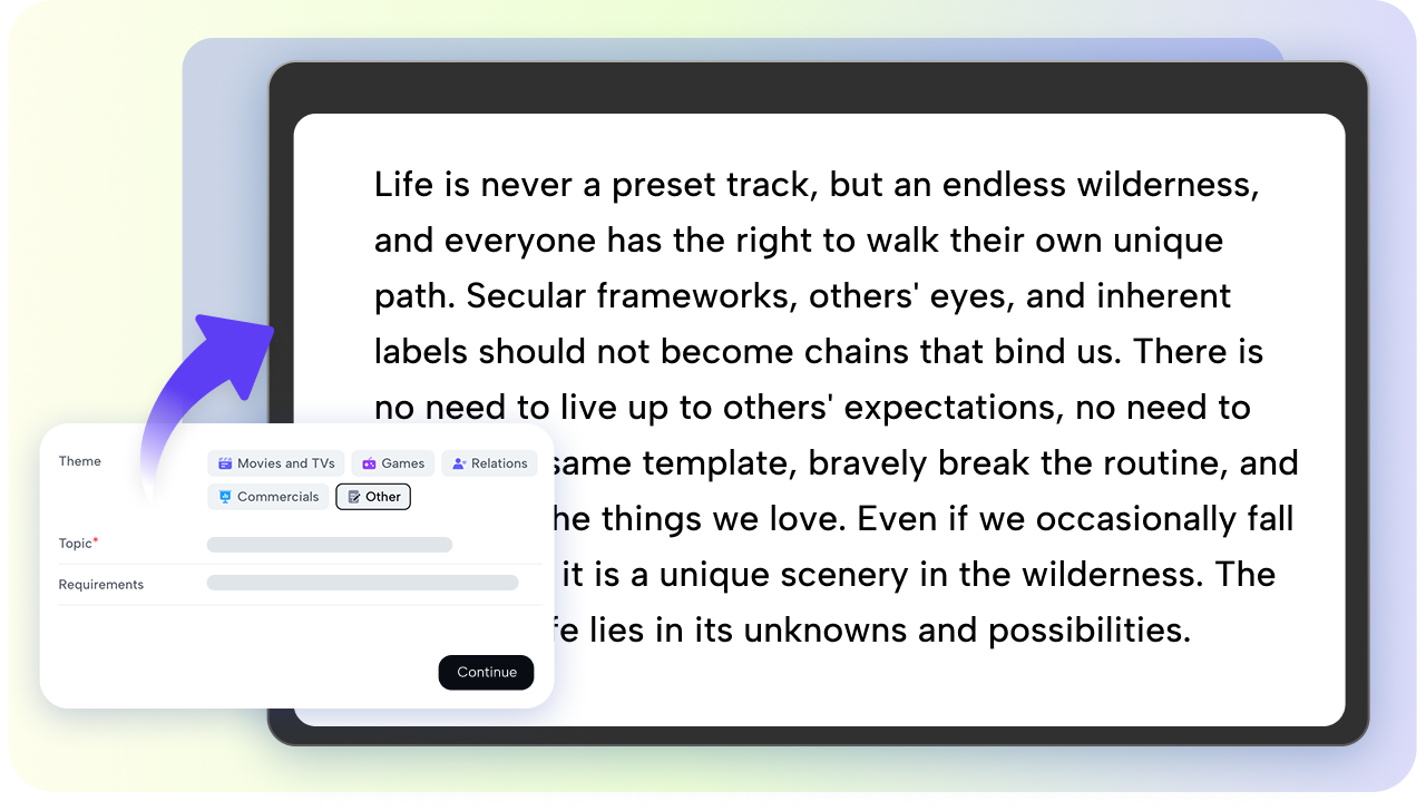By entering keywords, themes, or short prompts, users can generate structured paragraphs in seconds. This speeds up content planning, supports tight deadlines, and helps overcome writer's block when starting a new writing task.