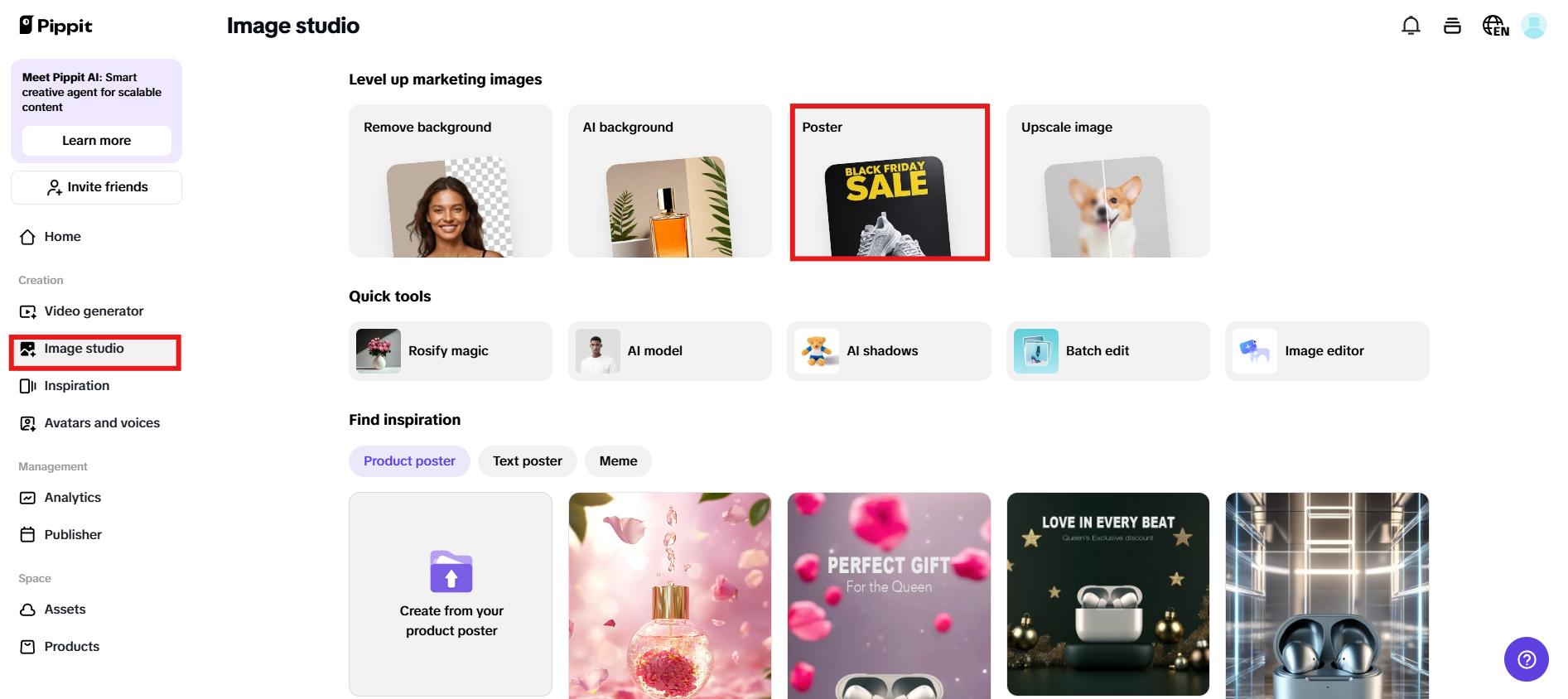 Choose Poster from the Image Studio