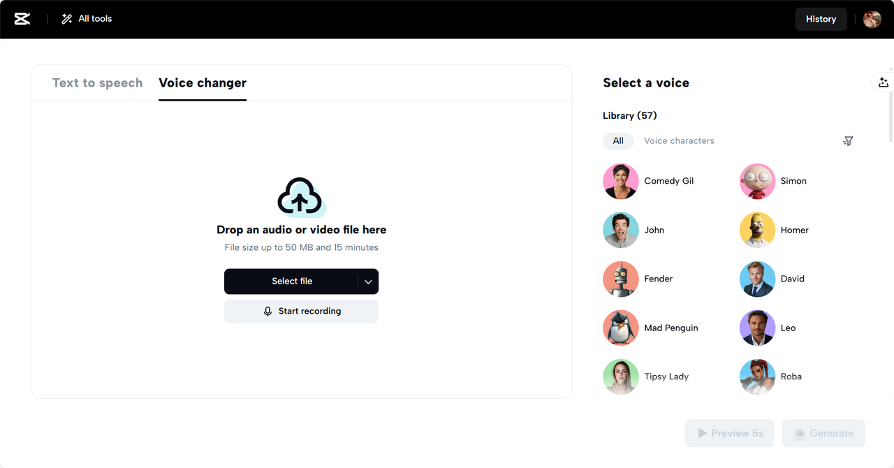 CapCut Web voice changer