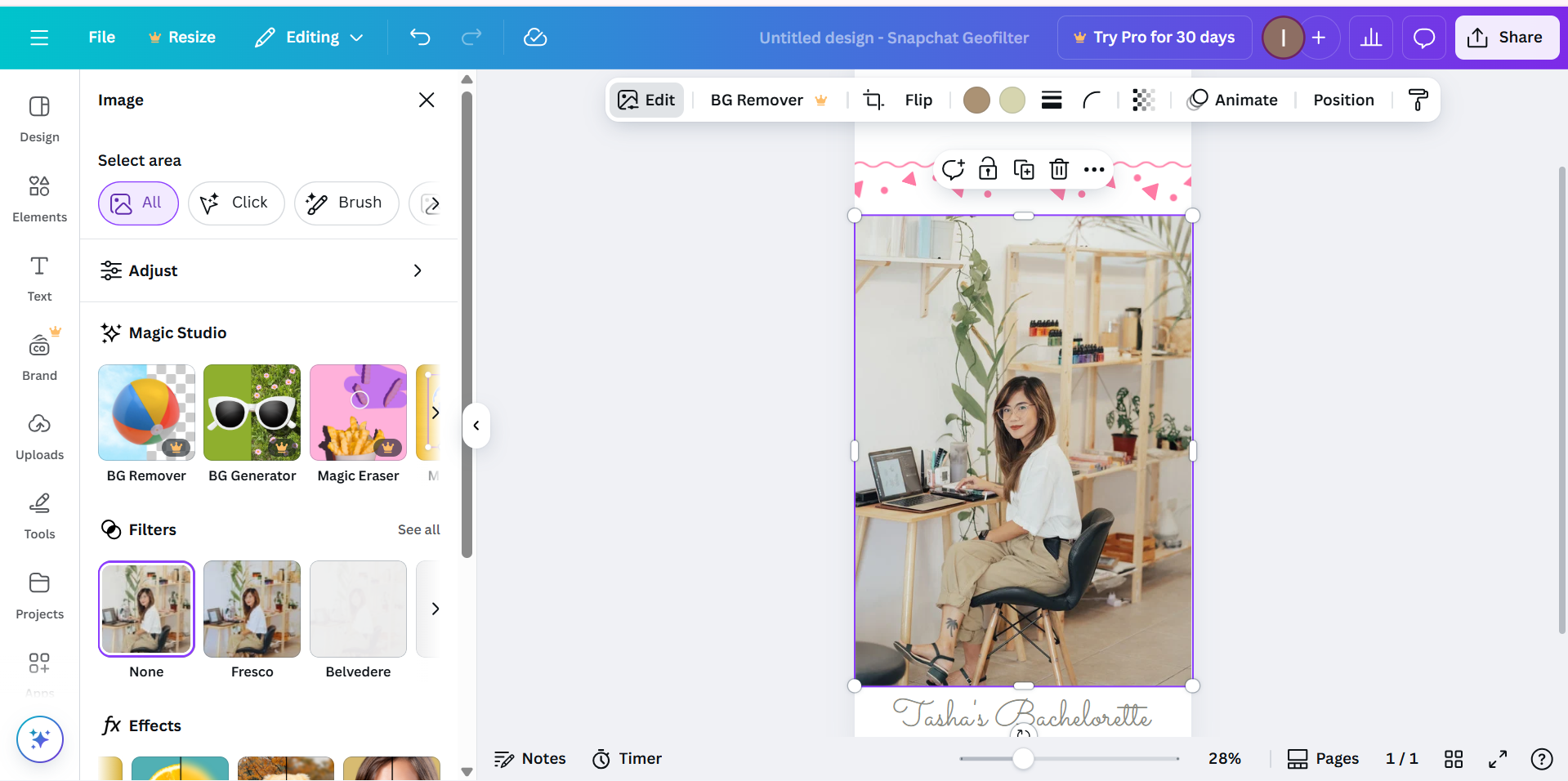 Canva - great tool to create a Snapchat geofilter