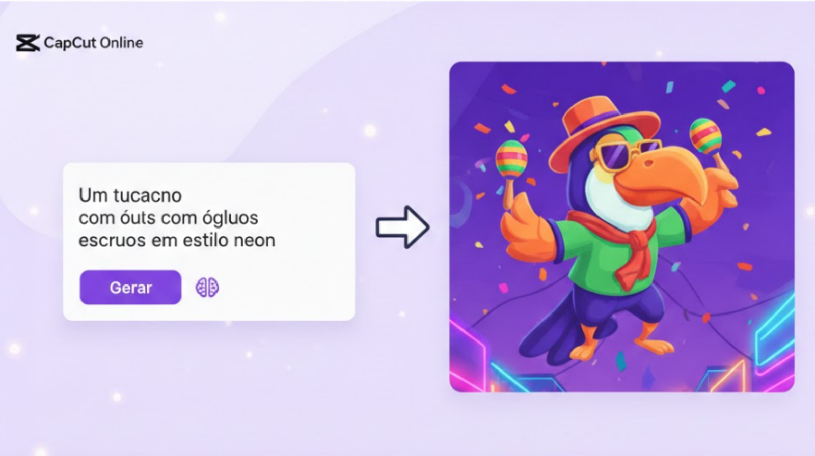 Gerador de imagens IA do CapCut criando artes carnavalescas personalizadas.