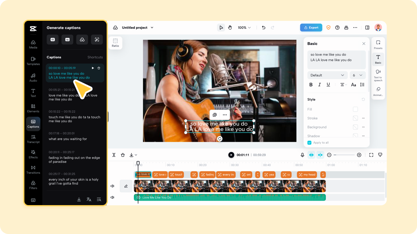 lirik pembuat video online