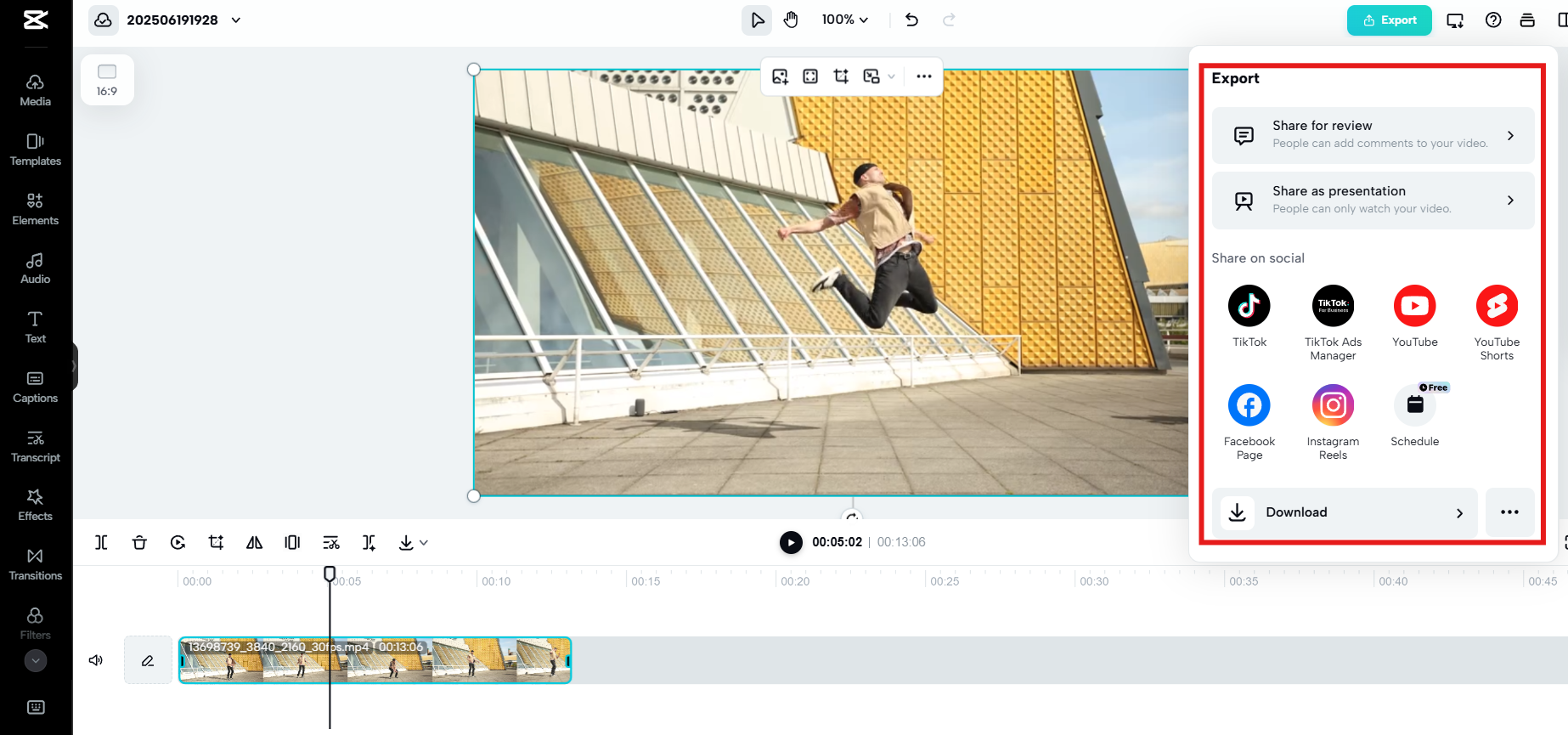 Export and share