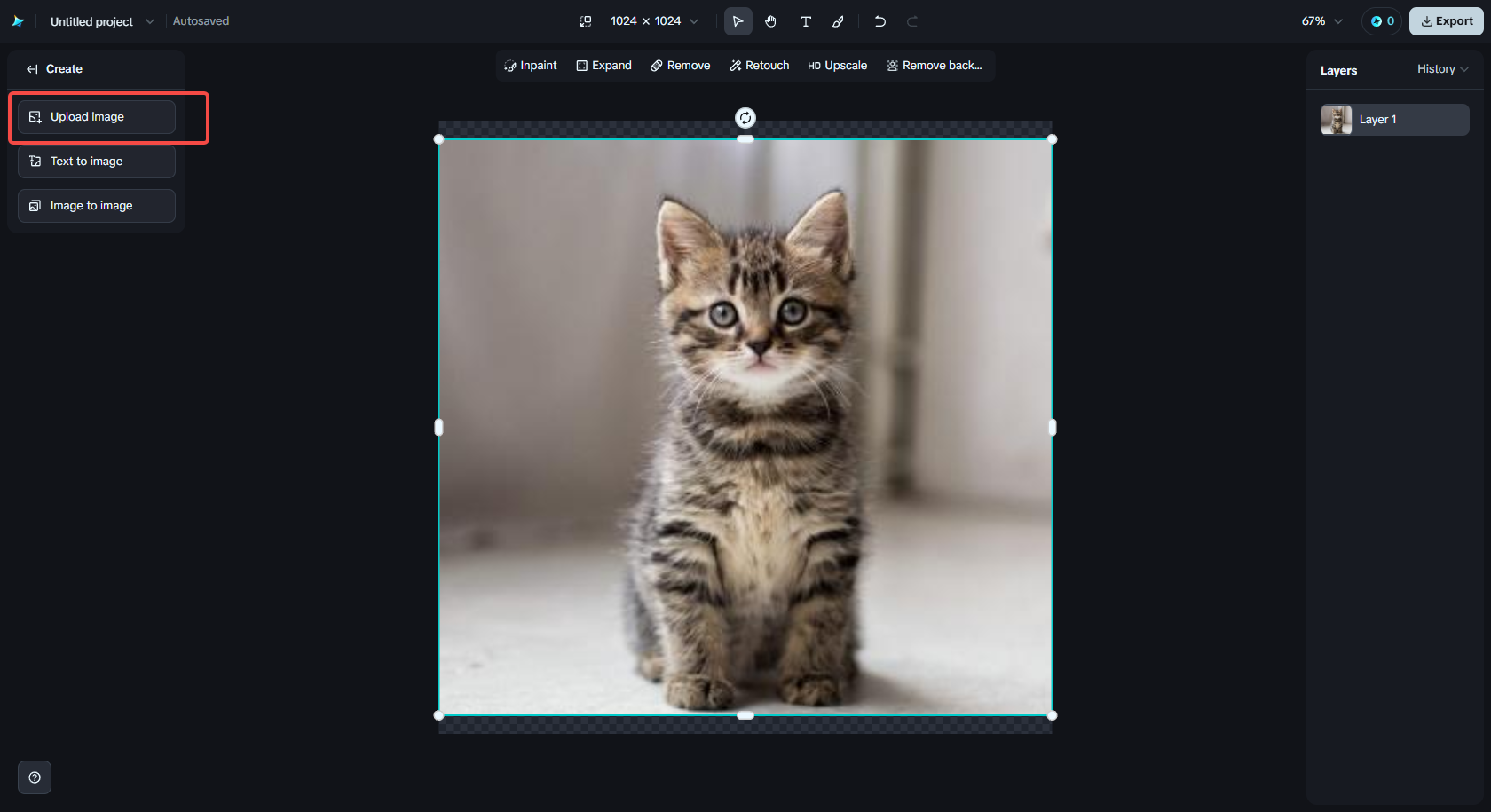 Dreaminaに画像をアップロードしてください。