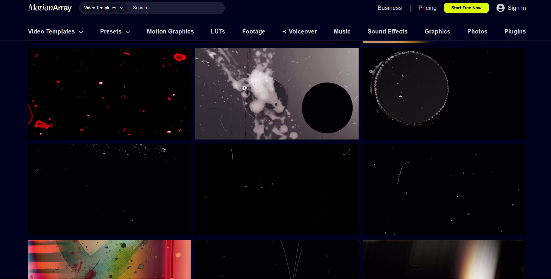 MotionArray ofrece superposiciones de polvo de película de alta calidad